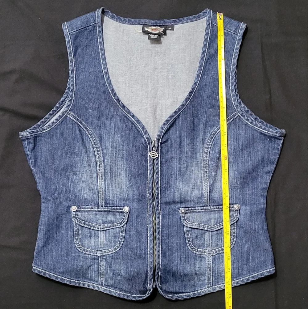 Harley-Davidson Denim Blue Lace-Up Vest - Picture 7 of 9